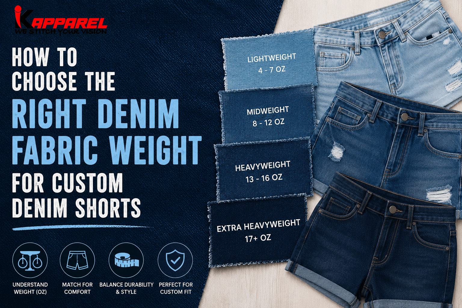denim fabric weight for custom shorts