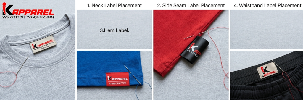 custom label placement options on a t-shirt.