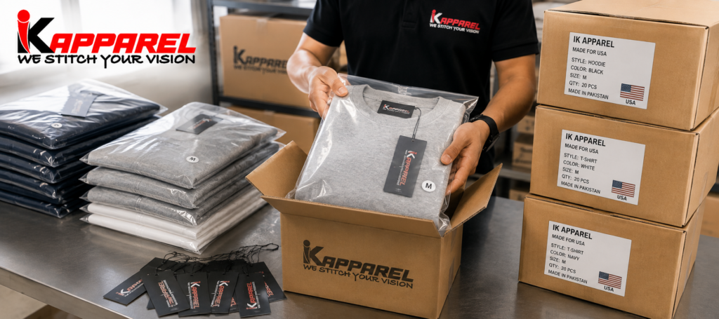 final packaging protocol custom apparel USA shipment