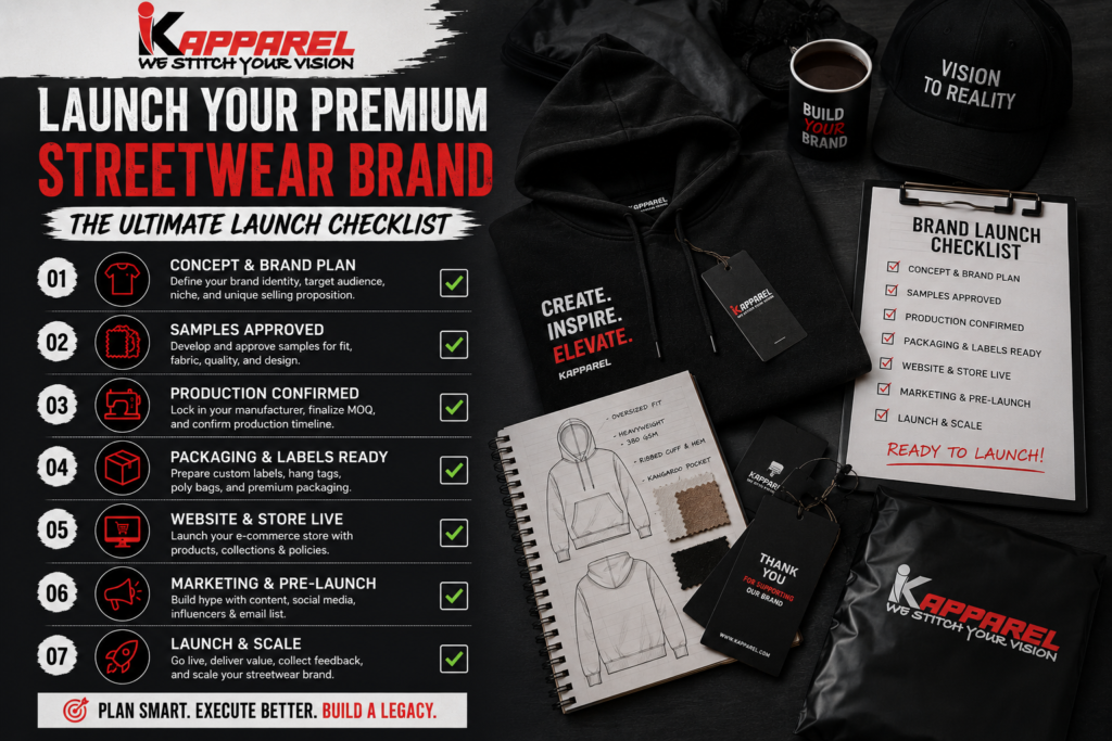 premium streetwear brand launch checklist USA